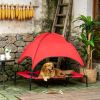 RED Elevated Portable Dog Cot Cooling 48" x 36" Pet Bed with UV Protection Canopy Shade